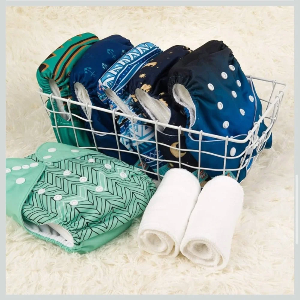 ALVABABY Baby Cloth Diaper 6 Pack w/ 12 Inserts One Size Adjustable Washable - Picture 5 of 9